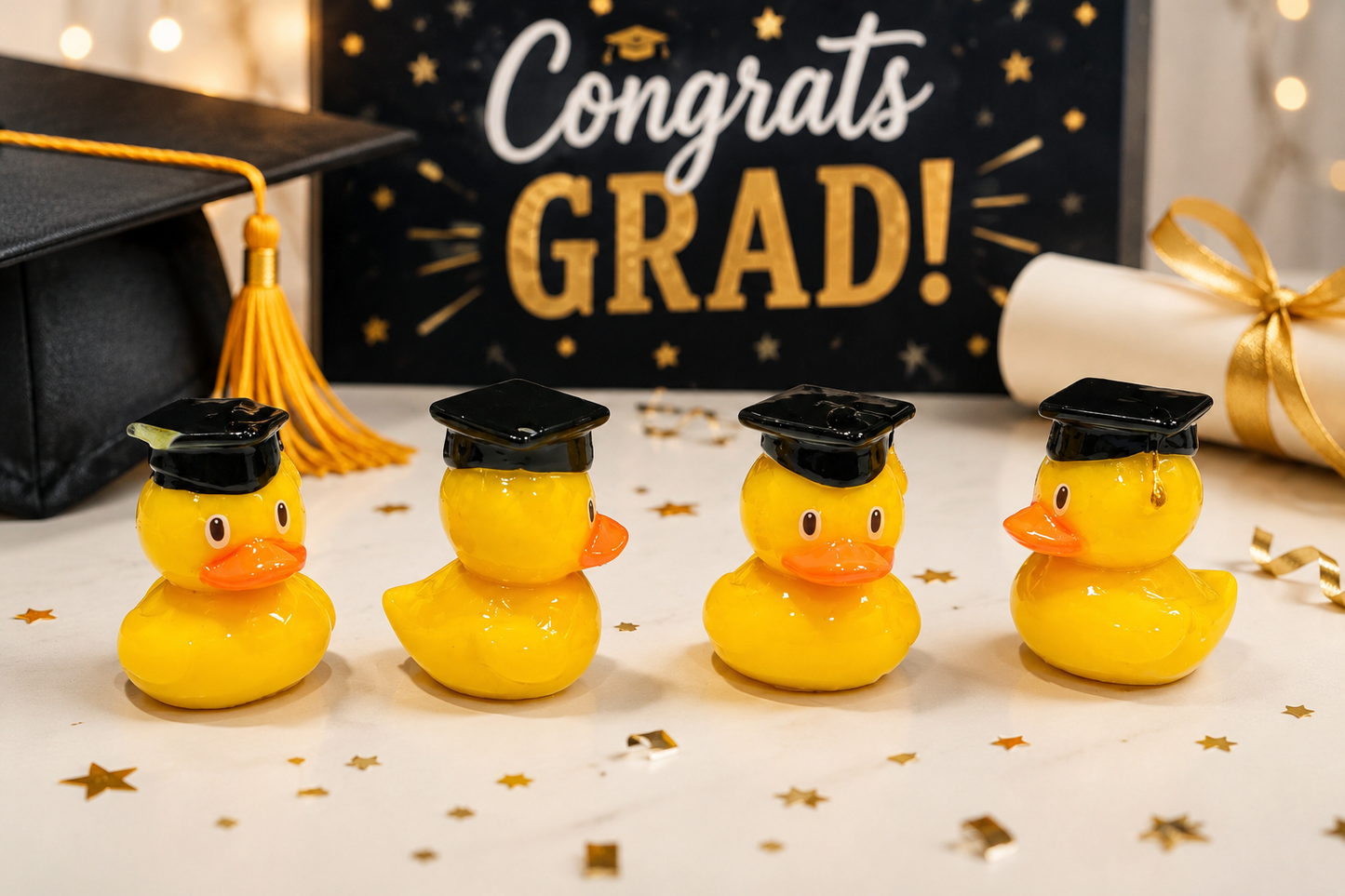 Smarty Quacks Graduation Mini (~1 inch) Duck Set – Mini Graduate Rubber Ducks (Set of 4)