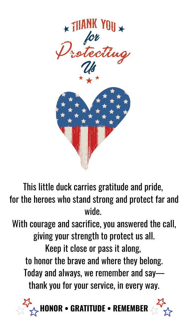 Thank You for Protecting Us Pocket Duck Gift – Mini Patriotic Duck with Gratitude Card for First Responders & Heroes (Set of 5)